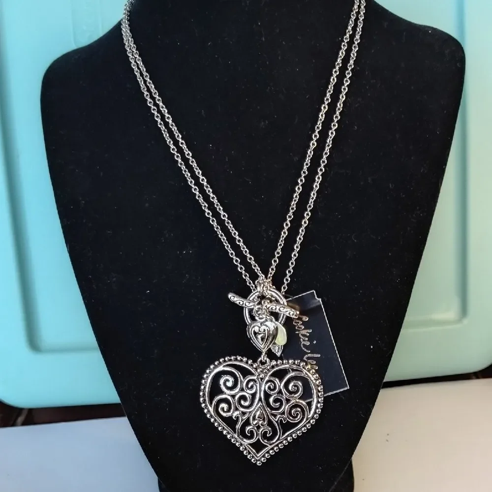 Cookie Lee Silver Heart Pendant Necklace - Picture 1 of 5